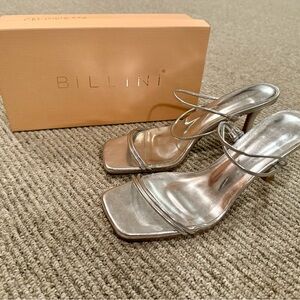 Billini Metallic Silver Strappy Heels with box